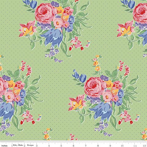 DEAR SWEETHEARTS FLORAL PINDOT GREEN