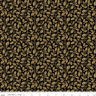 POINSETTIAS AT CHRISTMAS HOLLY BLACK FOIL