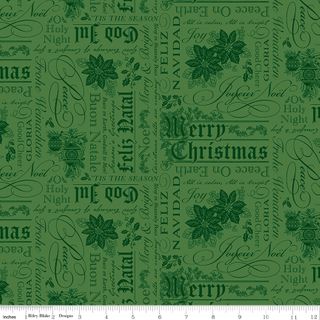 POINSETTIAS AT CHRISTMAS TEXT GREEN