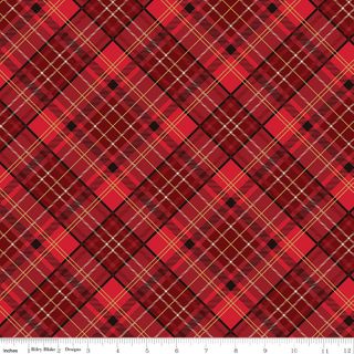 POINSETTIAS AT CHRISTMAS PLAID RED FOIL