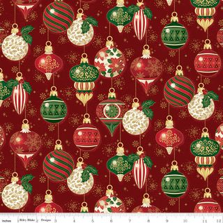 POINSETTIAS AT CHRISTMAS ORNAMENTS RED FIL