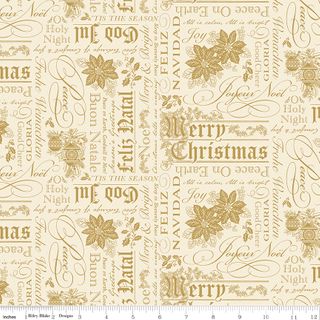 POINSETTIAS AT CHRISTMAS TEXT CREAM FOIL