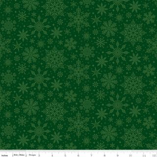 POINSETTIAS AT CHRISTMAS SNOWFLAKES GREEN