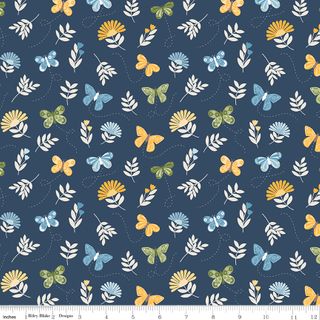SUNSHINE & DANDELIONS BUTTERFLIES NAVY