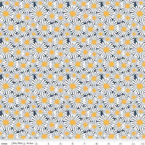 SUNSHINE & DANDELIONS DAISIES NAVY