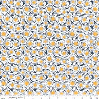 SUNSHINE & DANDELIONS DAISIES NAVY