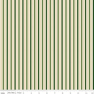 POINSETTIAS AT CHRISTMAS STRIPE GREEN FOIL