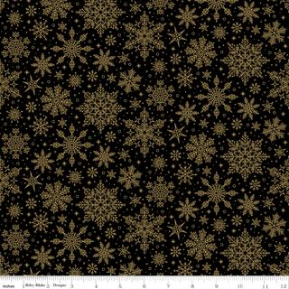 POINSETTIAS AT CHRISTMAS SNOWFLAKES BLACK FOIL