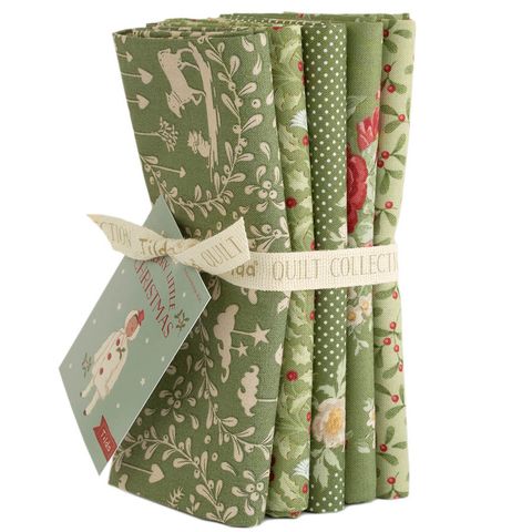 TILDA MERRY LITTLE CHRISTMAS FQ BUNDLE 5 GREEN