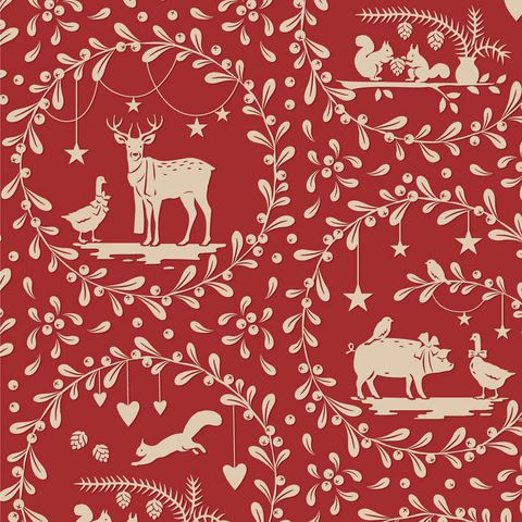 TILDA MERRY LITTLE CHRISTMAS PAPERSCENES BURGUNDY