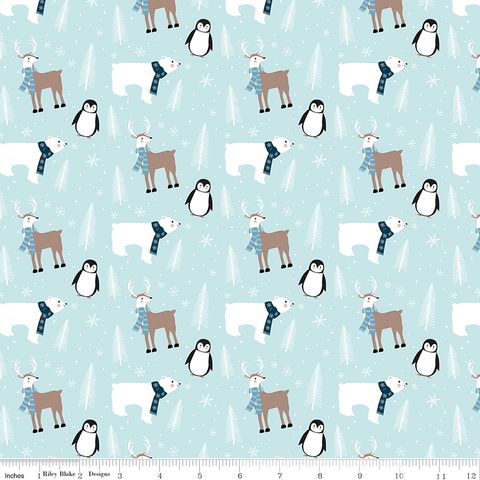 FLANNEL WINTER MAGIC WINTER ANIMALS AQUA