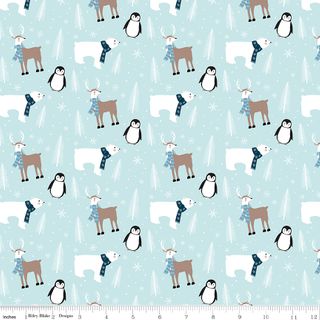 FLANNEL WINTER MAGIC WINTER ANIMALS AQUA