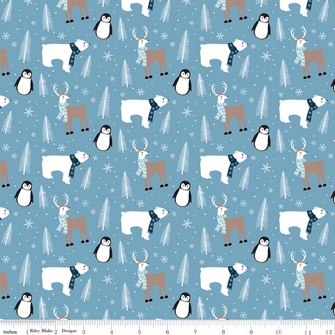 FLANNEL WINTER MAGIC WINTER ANIMALS BLUE