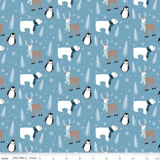 FLANNEL WINTER MAGIC WINTER ANIMALS BLUE