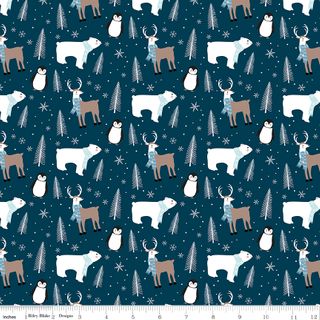 FLANNEL WINTER MAGIC WINTER ANIMALS NAVY