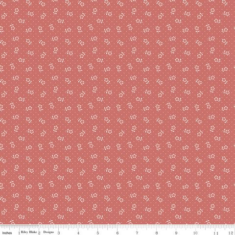 MARY CATHERINE FLOWER DOTS FADED RED