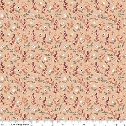 EVENING ON THE PRAIRIE AUTUMN FLORAL BEIGE