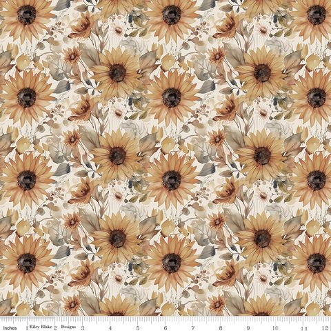 EVENING ON THE PRAIRIE WATERCOLOR SUNFLOWERS CREAM