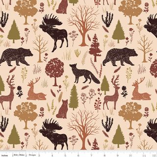 FLANNEL INTO THE WOODS ANIMALS CREAM