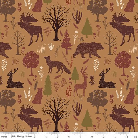 FLANNEL INTO THE WOODS ANIMALS TAN