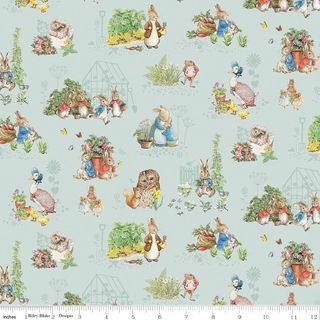 FLANNEL PETER RABBIT & FRIENDS CHARACTERS BLUE