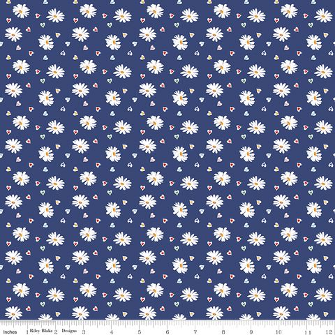 SIMPLE PLEASURES HEART DAISIES NAVY