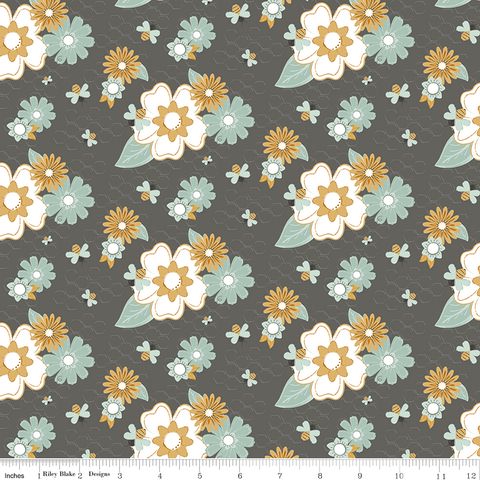 BEES AND BLOSSOMS MAIN DARK GRAY