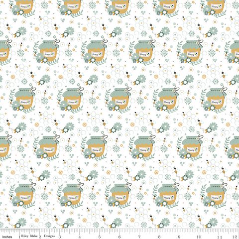 BEES AND BLOSSOMS HONEY POT WHITE