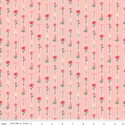 BRIARHILL FLORAL STRIPES PEACHES 'N CREAM