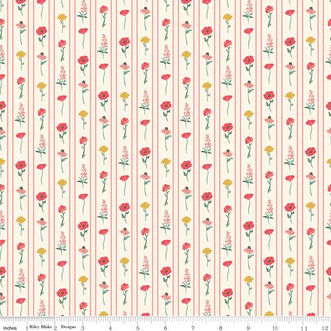 BRIARHILL FLORAL STRIPES VINTAGE WHITE