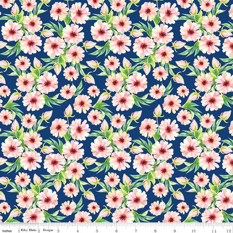 PEONIES & PEARS FLOWERS NAVY