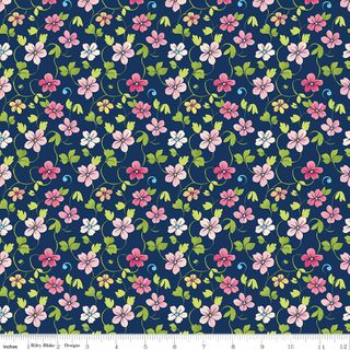 PEONIES & PEARS BLOSSOMS NAVY
