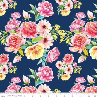 PEONIES & PEARS MAIN NAVY