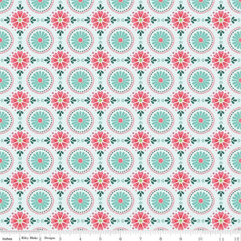 PEONIES & PEARS MOSAIC TURQUOISE