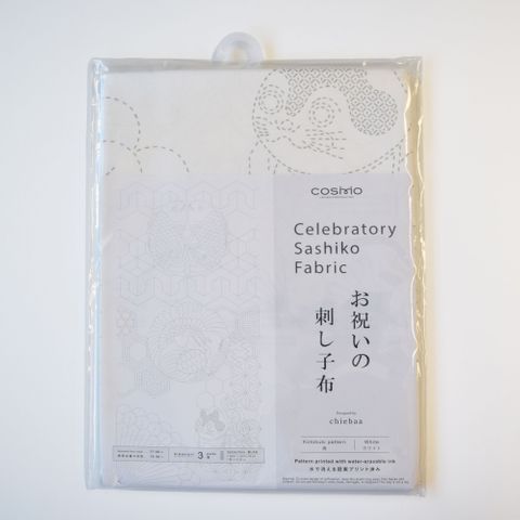 SASHIKO FABRIC CELEBRATORY KOTOBUKI WHITE