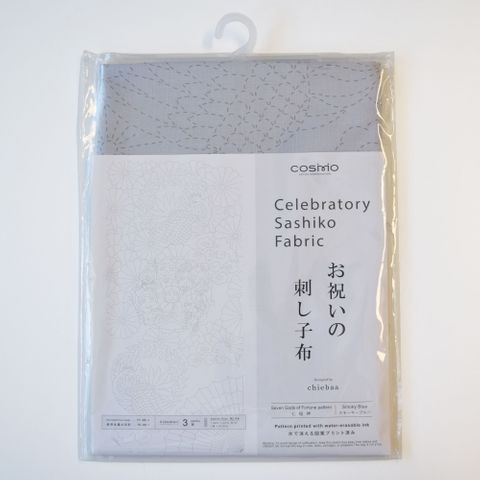 SASHIKO FABRIC CELEBRATORY SEVEN GODS SMOKY BLUE