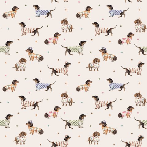 SEW MANY ANIMALS - DASCHUNDS CREAM