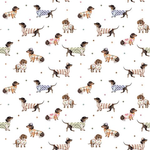 SEW MANY ANIMALS - DASCHUNDS WHITE