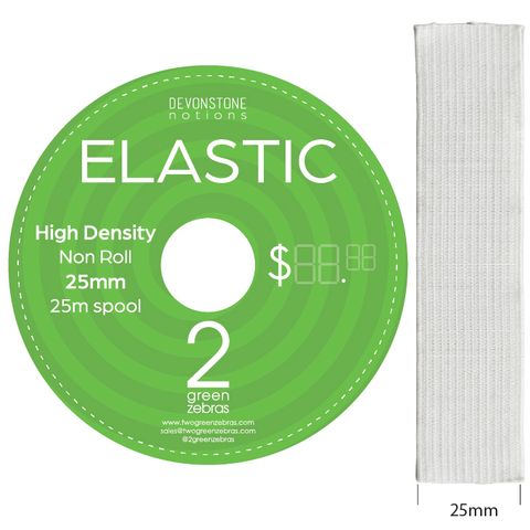ELASTIC HIGH DENSITY NON ROLL 25MM WHITE 25M