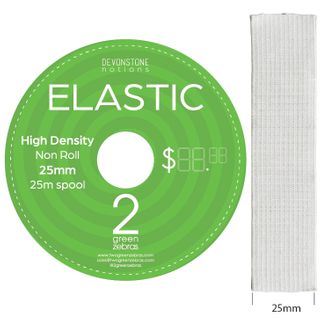 ELASTIC HIGH DENSITY NON ROLL 25MM WHITE 25M