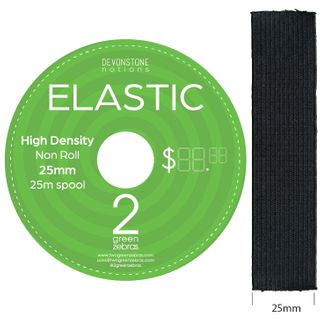 ELASTIC HIGH DENSITY NON ROLL 25MM BLACK 25M