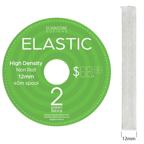 ELASTIC HIGH DENSITY NON ROLL 12MM WHITE 40M