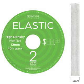 ELASTIC HIGH DENSITY NON ROLL 12MM WHITE 40M
