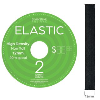 ELASTIC HIGH DENSITY NON ROLL 12MM BLACK 40M