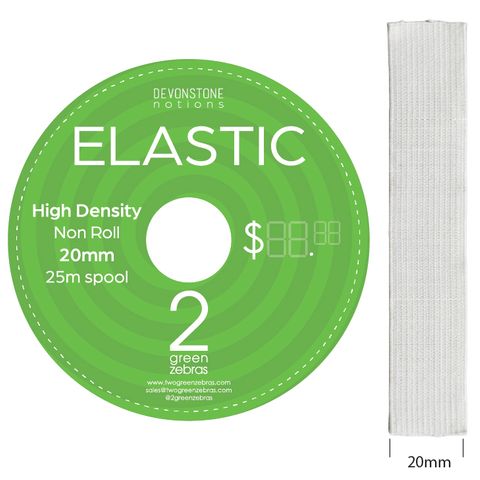 ELASTIC HIGH DENSITY NON ROLL 20MM WHITE 25M