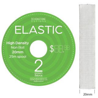 ELASTIC HIGH DENSITY NON ROLL 20MM WHITE 25M
