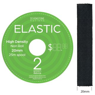 ELASTIC HIGH DENSITY NON ROLL 20MM BLACK 25M