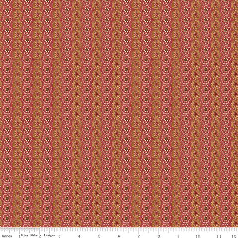 WADDLE'S CHRISTMAS FLORAL STRIPE RED