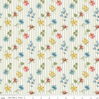 LITTLE GARDEN PATH FLORAL STRIPES GREEN