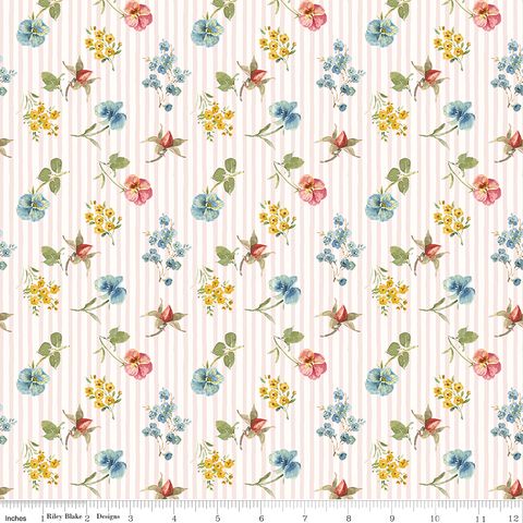 LITTLE GARDEN PATH FLORAL STRIPES PINK